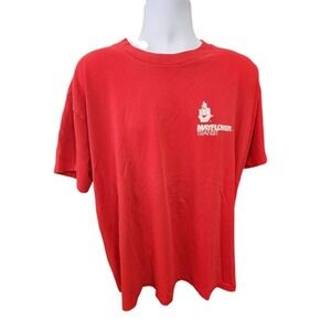 Mayflower Men's‎ Size Large T-Shirt Red Cotton Graphic Print Single Stitch